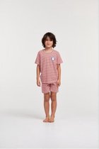 Woody pyjama jongens - donkerrood-gebroken wit gestreept - cavia - 211-1-PLE-S/934 - maat 164