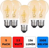 Proventa LED Filament lamp met gouden afwerking - E27 - Voordeelverpakking - Warm wit - 5 x LED Lamp