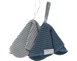 Cottonbaby Speendoekje - wafel per set van 2 - oudblauw/marineblauw