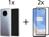 Oneplus 7T hoesje siliconen case transparant -  Full Cover - 2x Oneplus 7T screenprotector screen protector