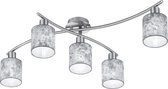 LED Plafondlamp - Trinon Gorino - E14 Fitting - 5-lichts - Rond - Mat Zilver - Aluminium