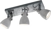 LED Plafondspot - Trinon Conry - GU10 Fitting - 3-lichts - Rechthoek - Mat Grijs Beton Look - Aluminium