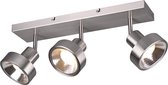 LED Plafondspot - Trinon Leonida - GU10 Fitting - 3-lichts - Rechthoek - Mat Nikkel - Aluminium