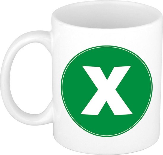 Mok beker de letter X groene bedrukking voor het maken een naam / woord of team bol.com