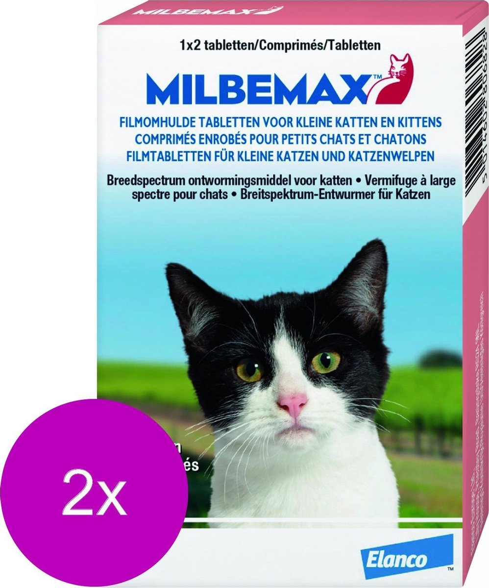 Bol.com Milbemax Milbemax Kitten & Kat - Anti wormenmiddel - 2 x 2 tab 0.5 Tot 2 Kg aanbieding
