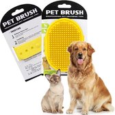 Kattenborstel - Hondenborstel - Vacht Verzorgingsborstel voor Hond en Kat - Geel - Huisdier Haarborstel