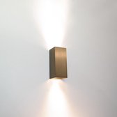 Wandlamp Dante 2 Brons - 6,6x6,6x15,4cm - 2x GU10 LED 4,8W 2700K 355lm - IP20 - Dimbaar > wandlamp brons | wandlamp binnen brons | wandlamp hal brons | wandlamp woonkamer brons | w