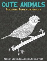 Cute Animals - Coloring Book for adults - Donkey, Lemur, Chameleon, Lynx, other