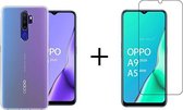 Oppo A9 2020 hoesje siliconen case transparant -  1x Oppo A9 2020 screenprotector screen protector