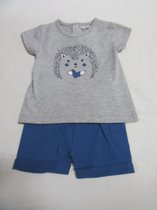 wiplala, kledingset , jongen, grijst / blauw , egel , 80 - 12 maand