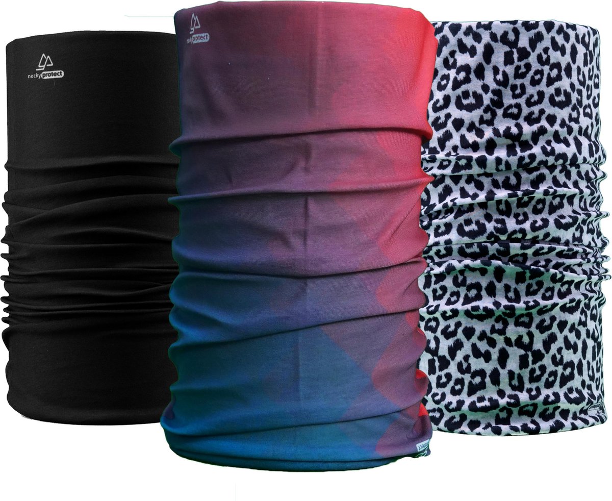 Necky Protect 3-pack Nekwarmer - Sjaal - Bandana - Fiets - Sport - Wintersport - Heren - Dames
