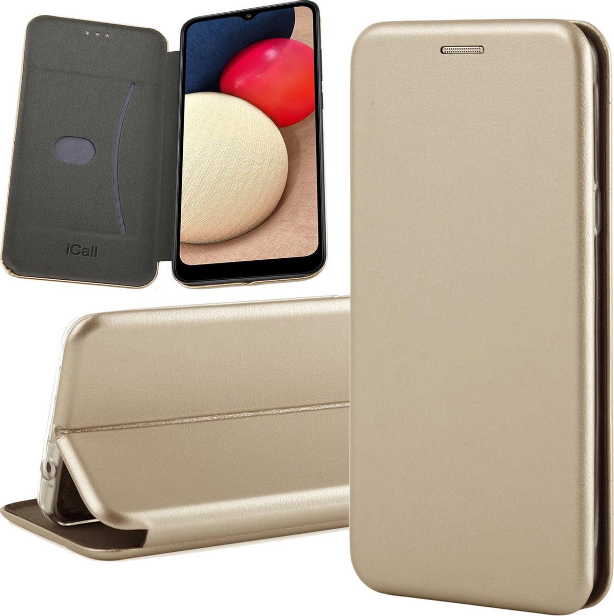 Hoesje geschikt voor Samsung Galaxy A02s - Book Case Kunstleer ThinShield Goud