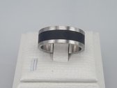 RVS -robuuster – ring – maat 22 - zilver met zwarte mat in midden raakt men precies smaak van elke persoon.