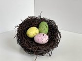 Cosy en Trendy Vogelnest - Gekleurde Eitjes - Paasdecoratie - Decoratie voor Pasen