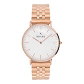 KRAEK Danita Rosé Goud Wit 36 mm | Dames Horloge | Stalen horlogebandje | Schakelbandje | Minimaal Design | Svelte collectie
