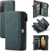 caseme - Hoesje geschikt voor Samsung Galaxy S21 - back cover en wallet book case - multifunctioneel - blauw