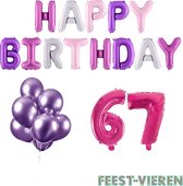 67 jaar Verjaardag Versiering Ballon Pakket Pastel & Roze