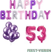 53 jaar Verjaardag Versiering Ballon Pakket Pastel & Roze