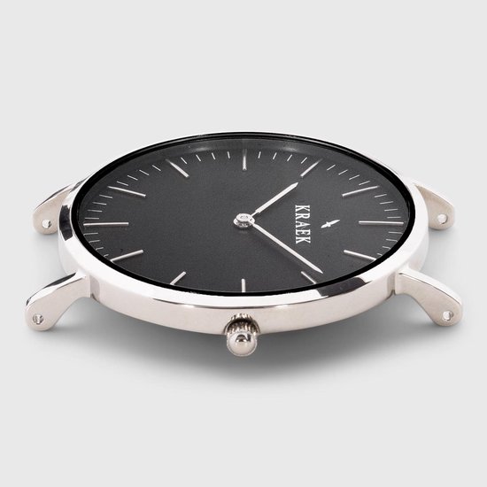 KRAEK Gulia Zilver Zwart 36 mm | Dames Horloge | Stalen horlogebandje | Schakelbandje | Minimaal Design | Svelte collectie
