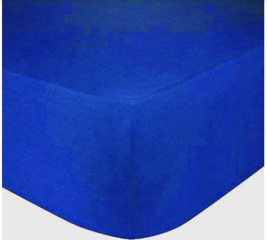 Dekbeddenwereld- hoeslaken- jersey- stretch- Lits-jumeaux-180x200+30cm- geschikt voor boxspring- royal blauw