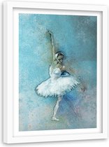 Foto in frame , Ballerina ,120x80cm , blauw wit , wanddecoratie