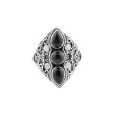 Meira | Ring 925 zilver met zwarte onyx edelsteen | edelstenen sieraden | dames ringen zilver | Maat 16