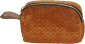 Toilettas - Toiletzak - Make Up Tas - Velvet roest - 19x5xh13cm - Textiel