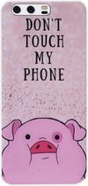 ADEL Siliconen Back Cover Softcase Hoesje Geschikt voor Huawei P10 - Biggetje Don't Touch My Phone