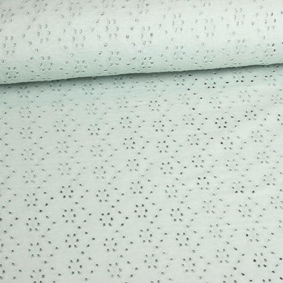 Funkytex jersey katoen stretch stof Broderie oud groen 2,5 meter