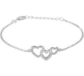 Nana Dames Armband Hartjes en zirkonia 1,4 mm 16 + 3 cm
