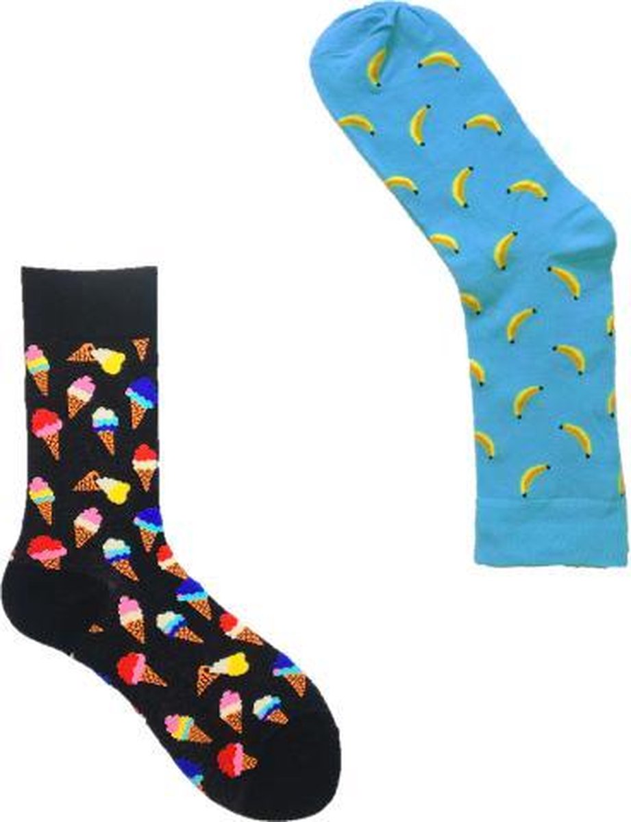 Binkie Socks Box | 2 paar Leuke Sokken Heren Maat 43-46 | Bananenijs Sokken |