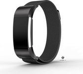 Milanees Smartwatch bandje - Geschikt voor Fitbit Charge 2 Milanese band - zwart - Strap-it Horlogeband / Polsband / Armband - Maat: Maat L