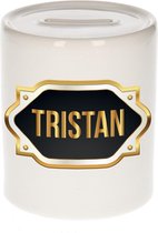 Tristan naam cadeau spaarpot met gouden embleem - kado verjaardag/ vaderdag/ pensioen/ geslaagd/ bedankt