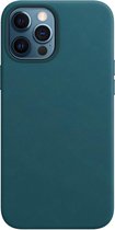 Telefoonglaasje Hoesje Geschikt voor iPhone 12 Pro Max - Leer - Blauw - Beschermhoes - Case - Cover