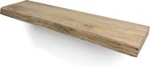 Wandplank zwevend oud eiken boomstam 80 x 20 cm - Eikenhouten wandplank - Wandplank - Zwevende wandplank - Fotoplank