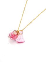 Ketting Meisje- Bal- Roze- Flosje- Goud- Kind- LiLaLove