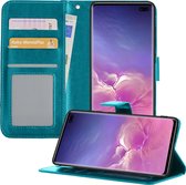 Samsung S10 Hoesje Book Case Hoes - Samsung Galaxy S10 Case Hoesje Portemonnee Cover - Samsung S10 Hoes Wallet Case Hoesje - Turquoise