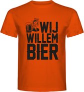 T-Shirt - Casual T-Shirt - Fun T-Shirt - Fun Tekst - Lifestyle T-Shirt - Mood - Koningsdag - Oranje Boven - Feest - Wij Willem Bier - Oranje - S