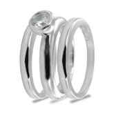 Silventi 943283872-54 Zilveren Ringen - Dames - 3 Ringen - Zirkonia - 7 mm  - Glad - Los - Maat 54 - Zilver