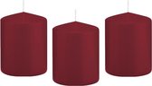 8x Bordeauxrode cilinderkaars/stompkaars 6 x 8 cm 29 branduren - Geurloze kaarsen - Woondecoraties