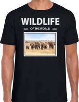 Dieren foto t-shirt Olifant - zwart - heren - wildlife of the world - cadeau shirt Olifanten liefhebber 2XL