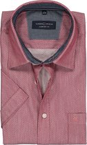 Casa Moda Sport Comfort Fit overhemd - korte mouw - rood - wit en blauw mini dessin (contrast) - Strijkvriendelijk - Boordmaat: 45/46