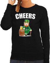 St. Patricks day sweater zwart voor dames - Cheers - Ierse feest kleding / trui/ outfit/ kostuum M