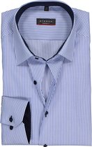 ETERNA modern fit overhemd - twill heren overhemd - blauw met wit gestreept (blauw contrast) - Strijkvrij - Boordmaat: 40
