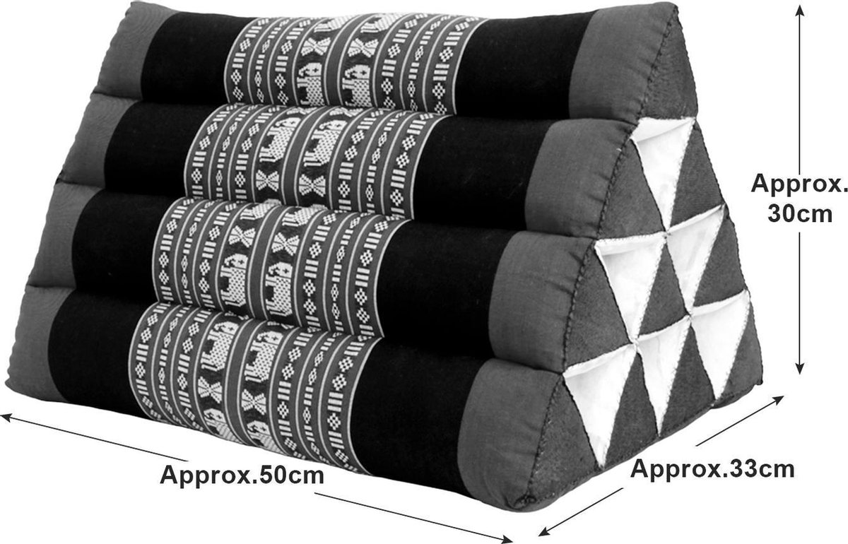 livasia rugsteunkussen extrahoog - 38x55x35cm - driehoekkussen voor tuin en balkon, peluw met kapok, steunkussen voor de benen, handgemaakt, meditatiekussen (Rood/Groen