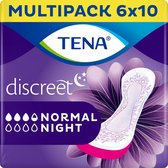 TENA Discreet Normal night verbanden - voor de nacht - 6 x 10 stuks - voor urineverlies (incontinentie)