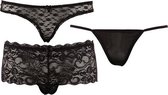 Slip Set 3 stuks - Zwart - Dames Lingerie - Small - Strings - Zwart - Discreet verpakt en bezorgd