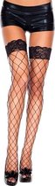 Grove Netkousen Met Kant - Zwart - Dames Lingerie - Kousen - Zwart - Discreet verpakt en bezorgd