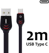 USB kabel Type-C Kabel 2 meter UNIQ Accesory Fast Charging/Data Transfer - Zwart Voor Samsung Galaxy S8 S9 Plus note 8 9  A7 2018