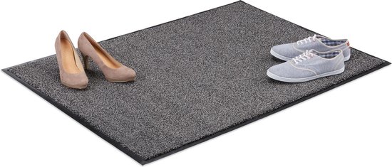 Relaxdays schoonloopmat grijs - deurmat binnen - droogloopmat - voetmat -  extra dun -... | bol.com